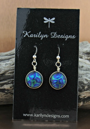 Dichroic Wire Wrap Earrings - Blue: click to enlarge