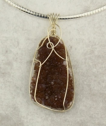 Quartz Drusy Wire Wrapped Pendant: click to enlarge