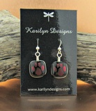 Dichroic Paw Print Earrings - Red