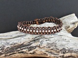 Leather & Crystal Bracelet - clear/copper