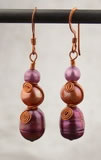 Pink 3 Pearl Copper Swirl Earrings