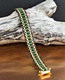 Leather & Crystal Bracelet - emerald/gold