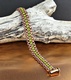Leather & Crystal Bracelet - olive/copper